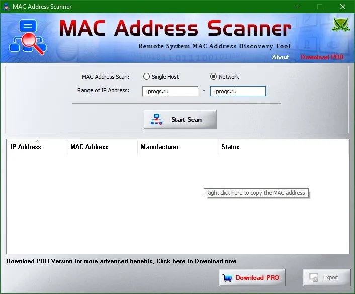 MAC Address Scanner MAC Address Scanner